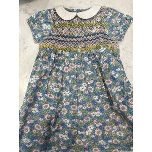 NWT Baby Boden Smocked 6-12 Months Peter Pan Collar Twirl Dress